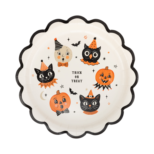 Vintage Halloween Characters Paper Plate