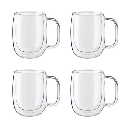 Glass Coffee Mugs, Set of 4, 12oz