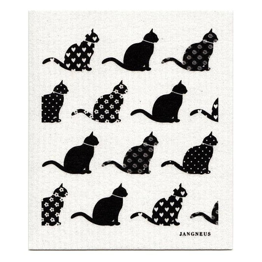 Swedish Dishcloth - Cats - Black