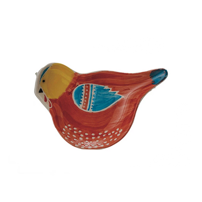 Hand-Painted Stoneware Bird Shaped Dish