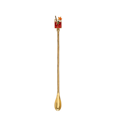 Holiday Drinks Gold Enameled Cocktail Spoons