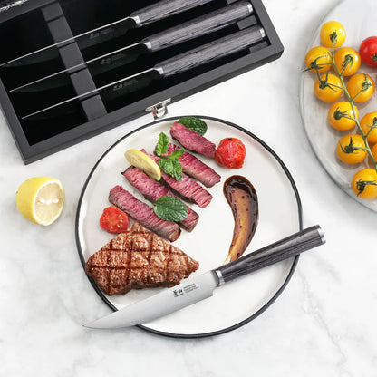 4-Piece Pakkawood Steak Knife Set in Wooden Chest
