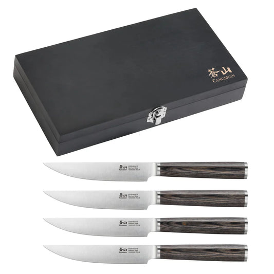 4-Piece Pakkawood Steak Knife Set in Wooden Chest