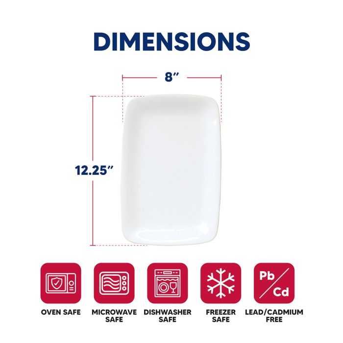Minimalist White Rectangular Platter, 12"