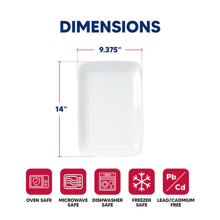 Minimalist White Rectangular Platter, 14"