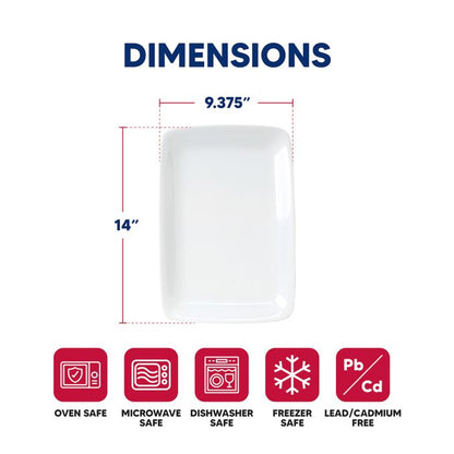 Minimalist White Rectangular Platter, 14"