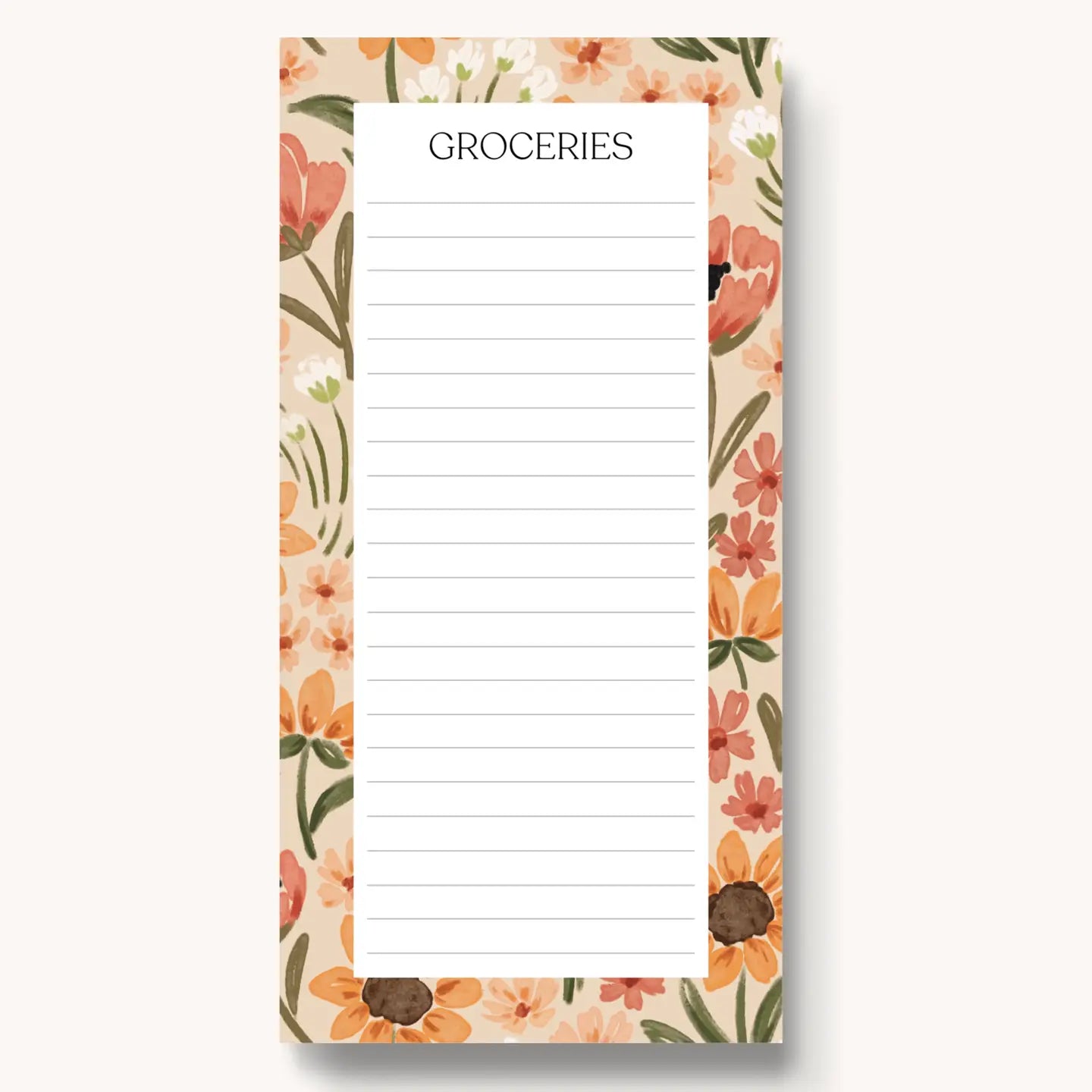 Sunny Poppies Magnetic Grocery List Notepad, 8x4"