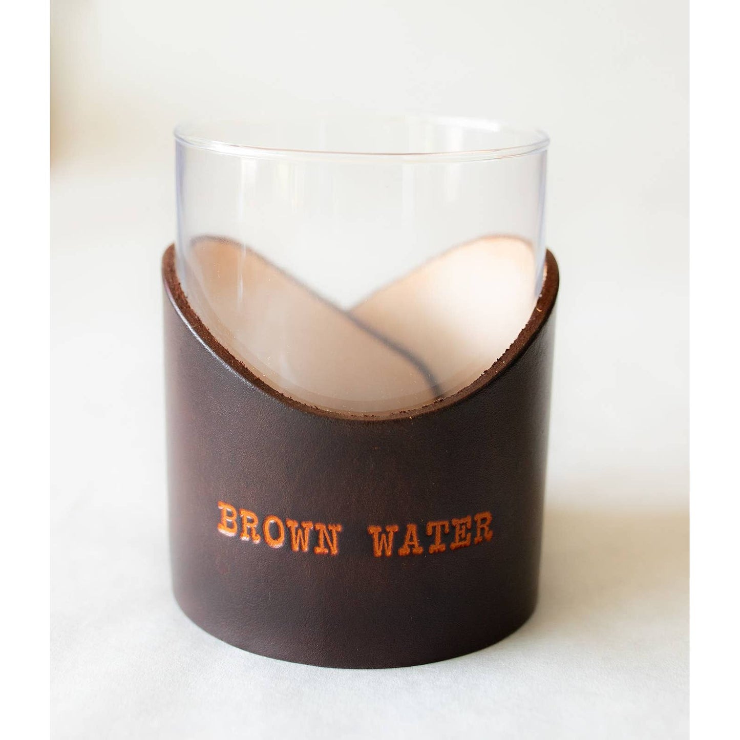 Leather Rocks Glass - "Brown Water"