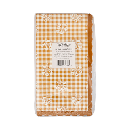 Rust Gingham Block Print Dinner Paper Napkins