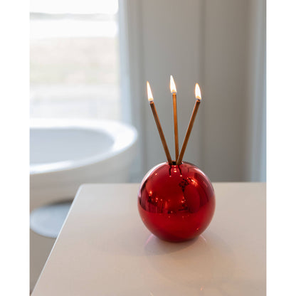 Neva Vase, Red Metallic Candle Holder
