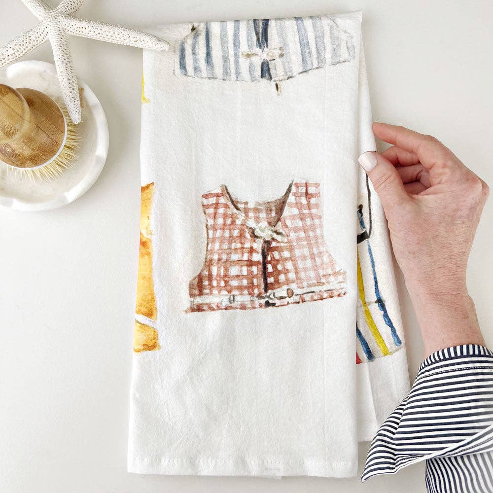 Boat coats tea towel