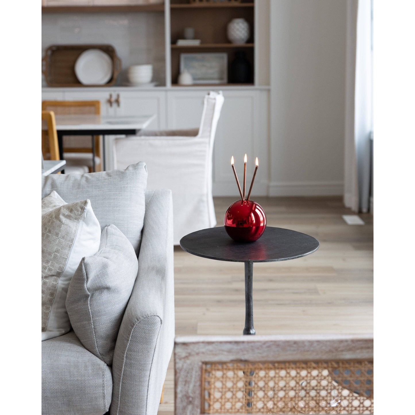 Neva Vase, Red Metallic Candle Holder