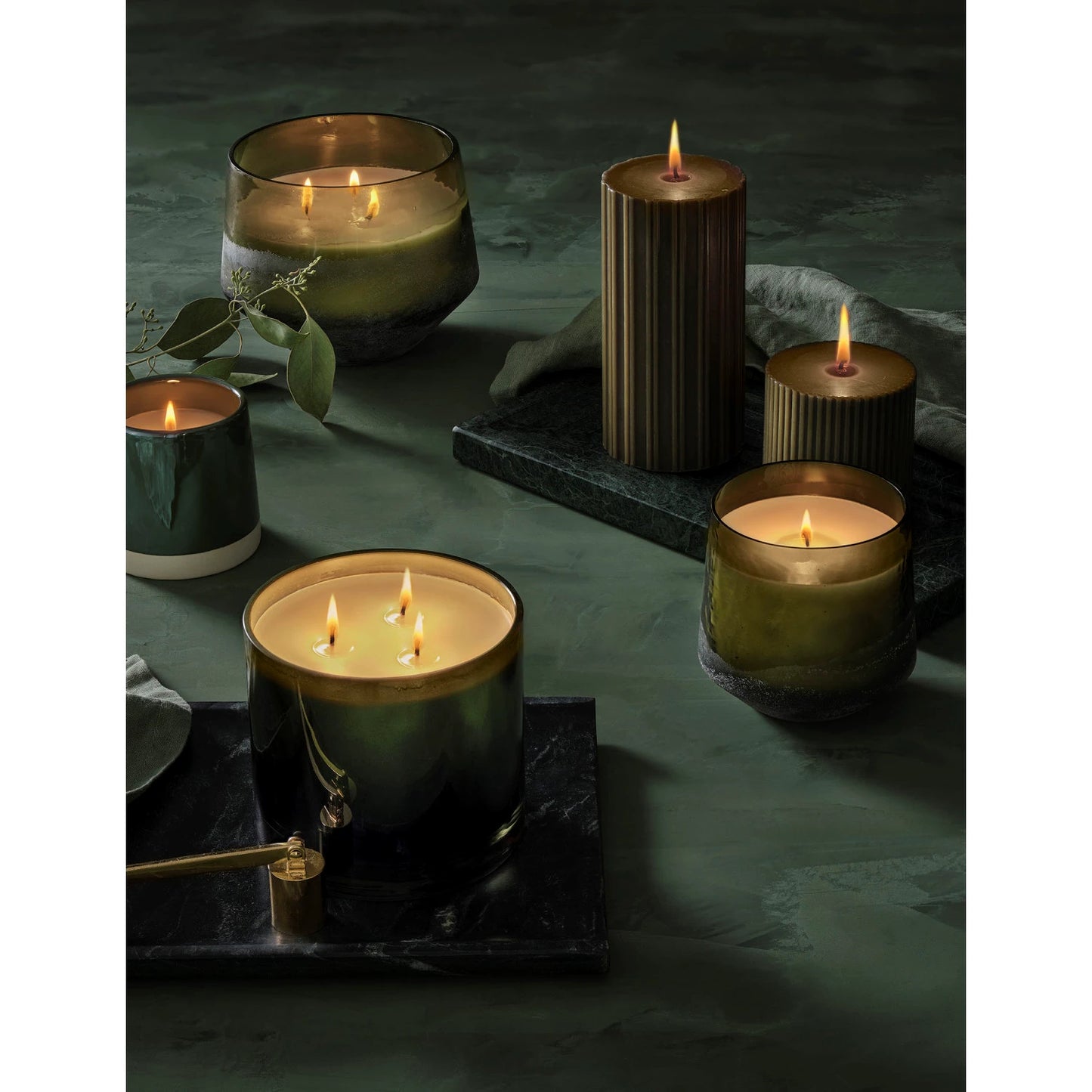 Balsam & Cedar Green Baltic Glass Candle