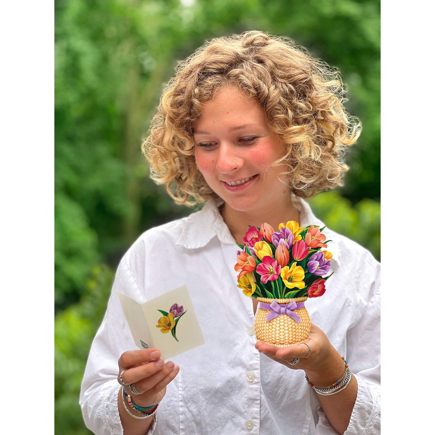 Festive Tulips Mini Pop Up Greeting Card