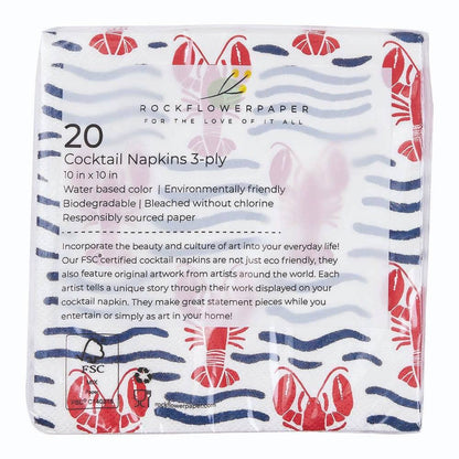 Lobster Waves Paper Cocktail Napkins (Pack of 25)