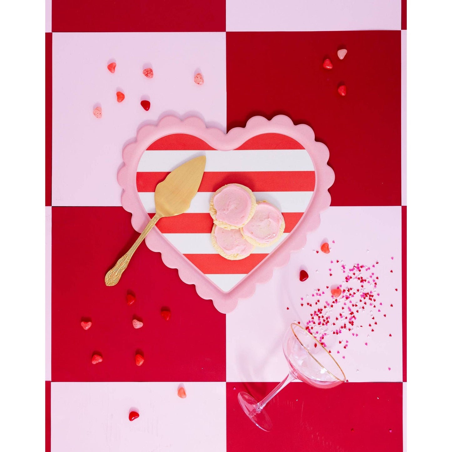 Scalloped Striped Heart Tray