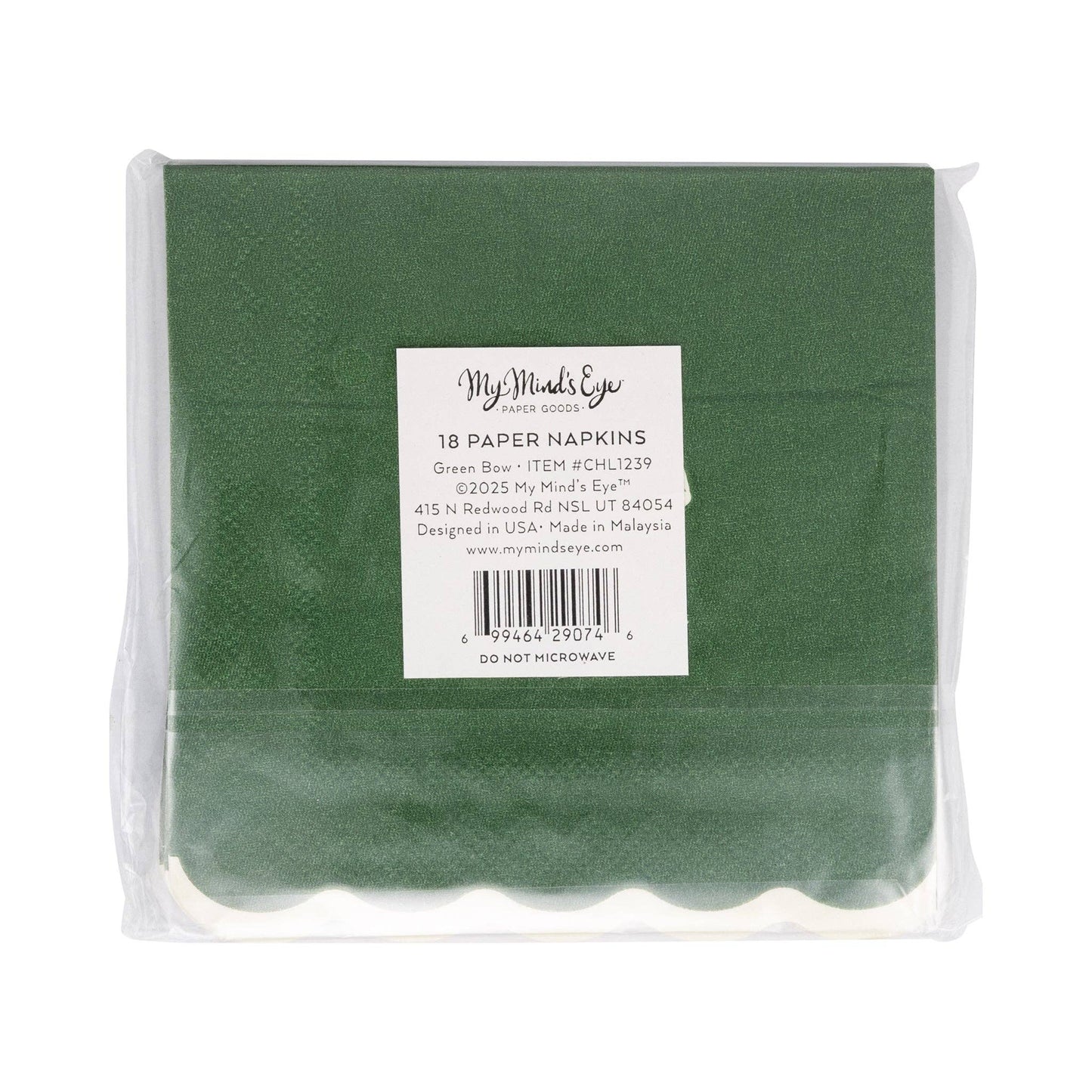 Gold + Green Bow Cocktail Napkin