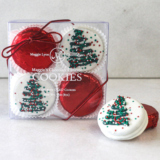 4pc Holiday Chocolate Covered Cookies - Christmas Tree