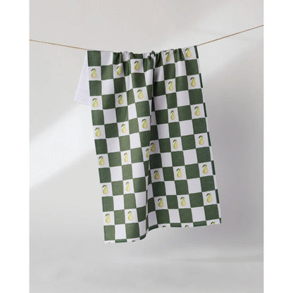 Pear Checker Geometry Tea Towel