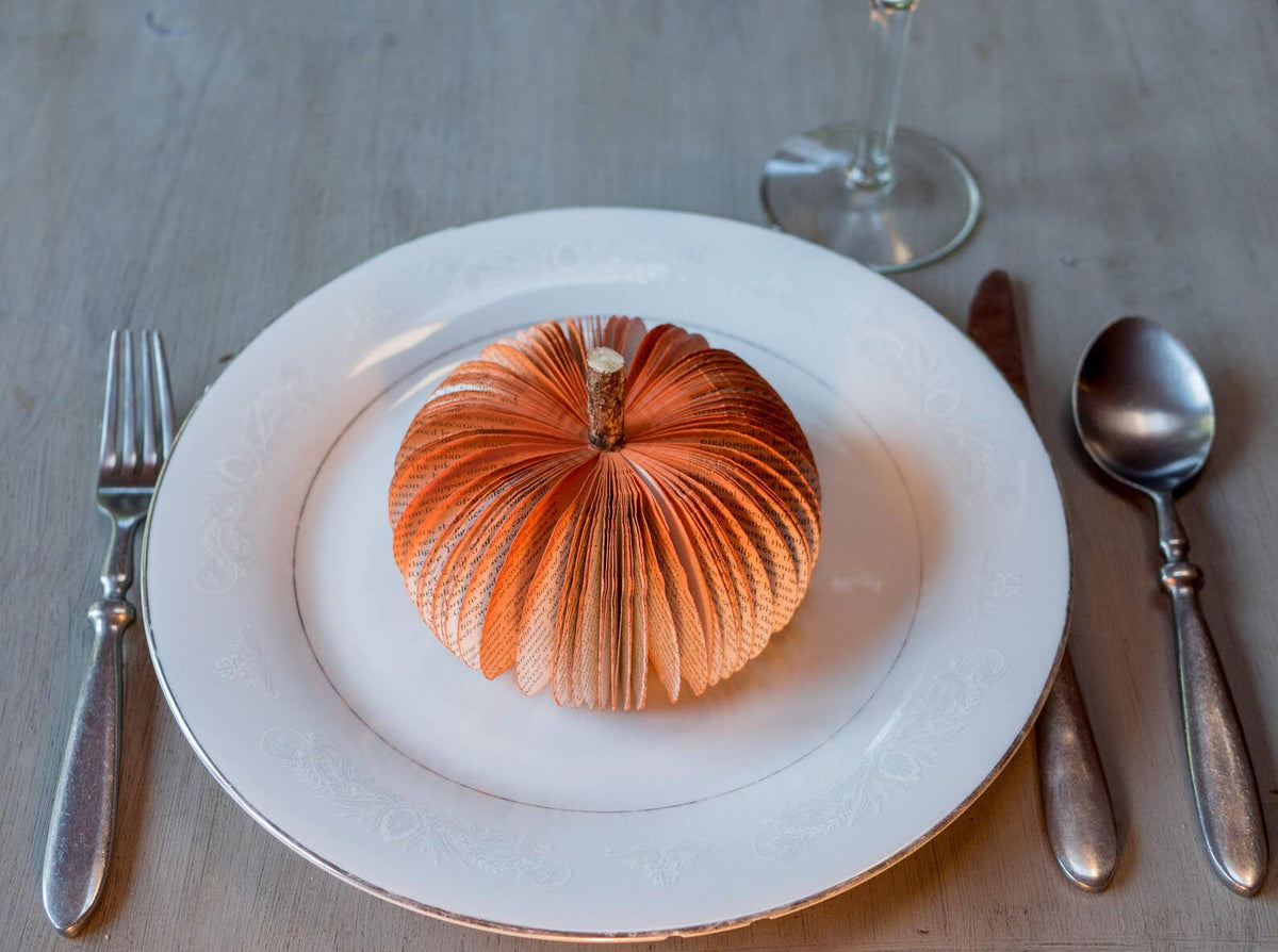 Halloween Decor- Fall Pumpkin- Eco-Friendly Book Decor