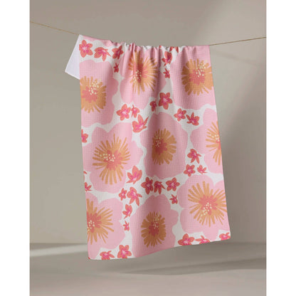 Hibiscus Sunset Geometry Tea Towel