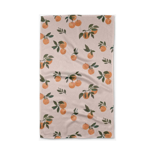Pretty In Peach Geometry Tea Towel