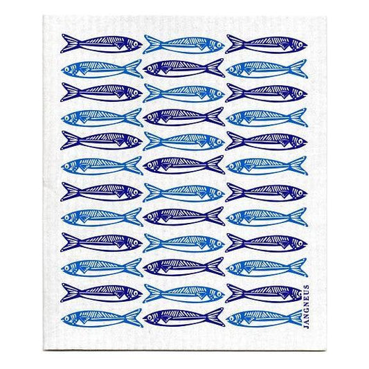 Swedish Dishcloth - Sardines - Blue