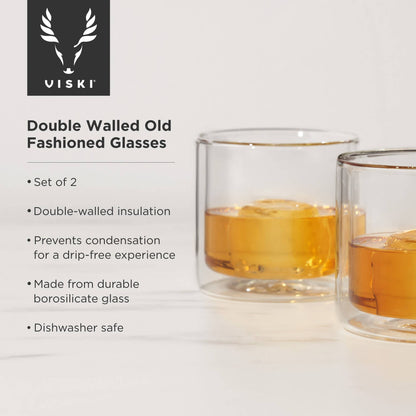 Double Walled Old Fashioned Glasses Set of 2
