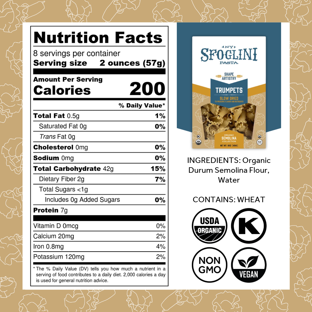 Trumpets, Organic Durum Semolina Pasta