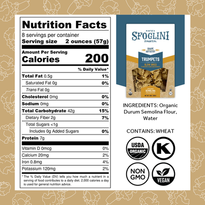 Trumpets, Organic Durum Semolina Pasta
