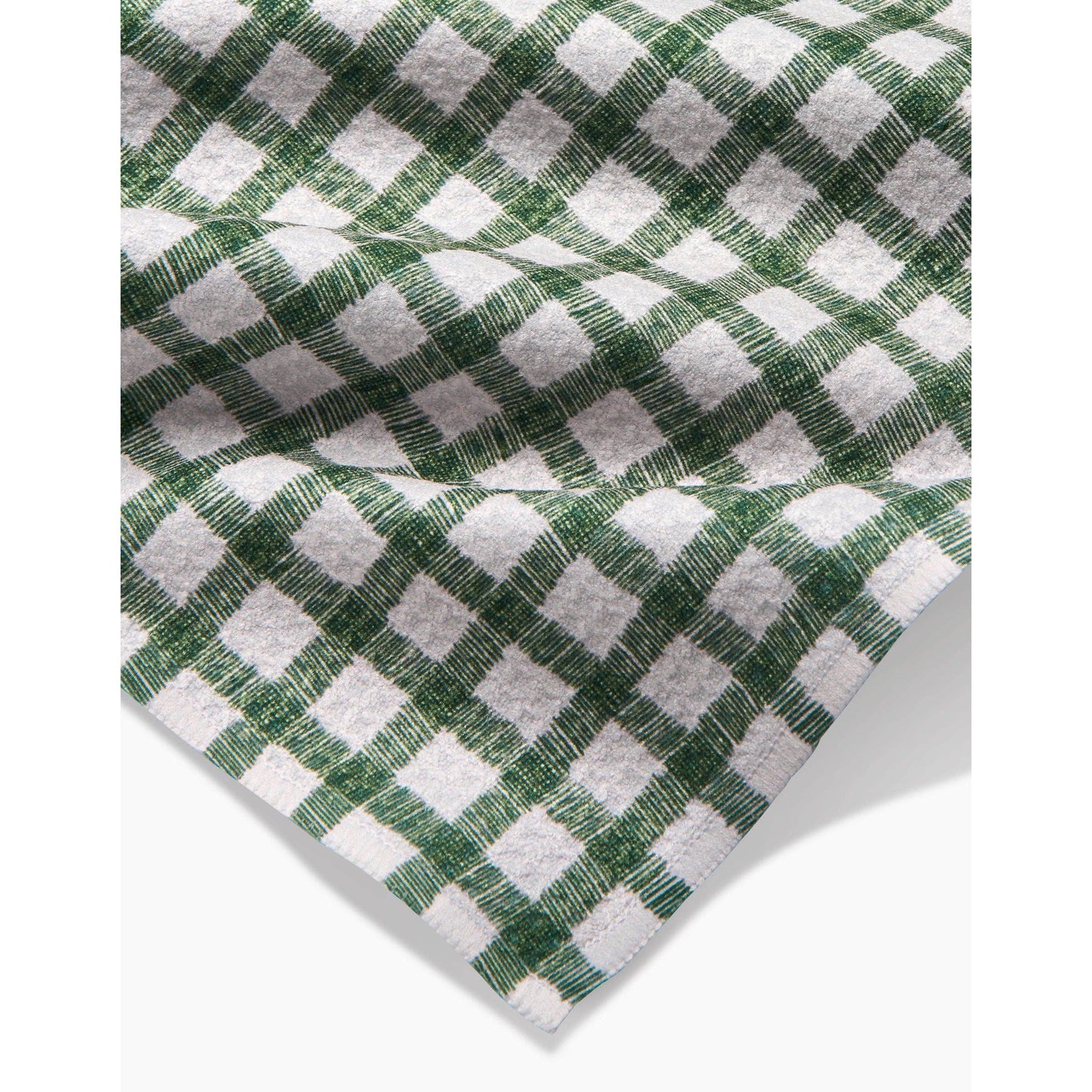 Fireside Plaid Green Geometry Bar Towel