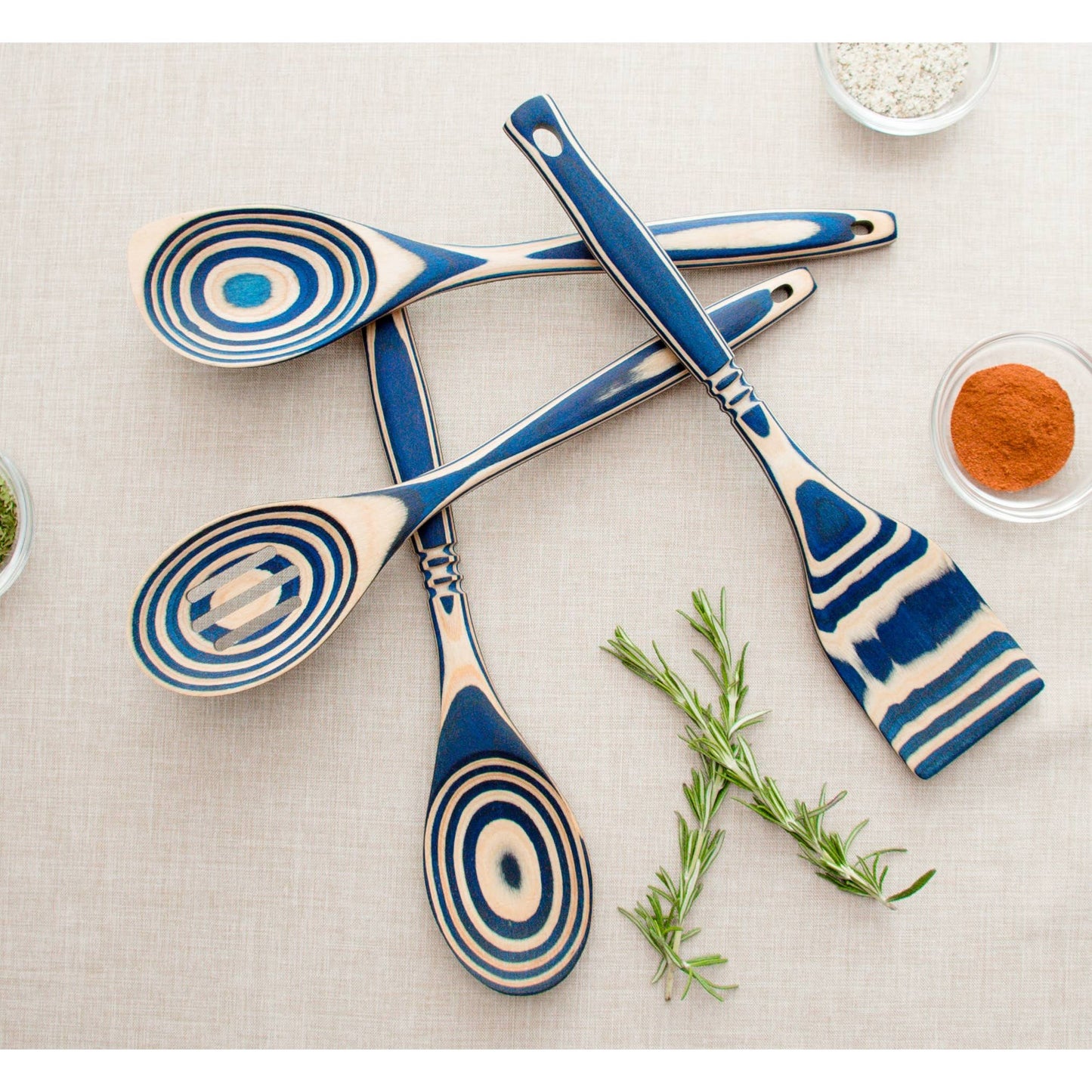 12" Blue Pakka Wood Corner Spoon