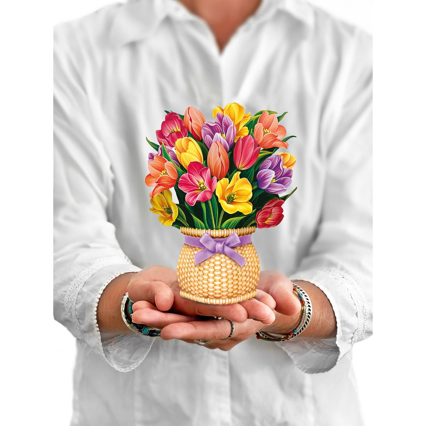 Festive Tulips Mini Pop Up Greeting Card