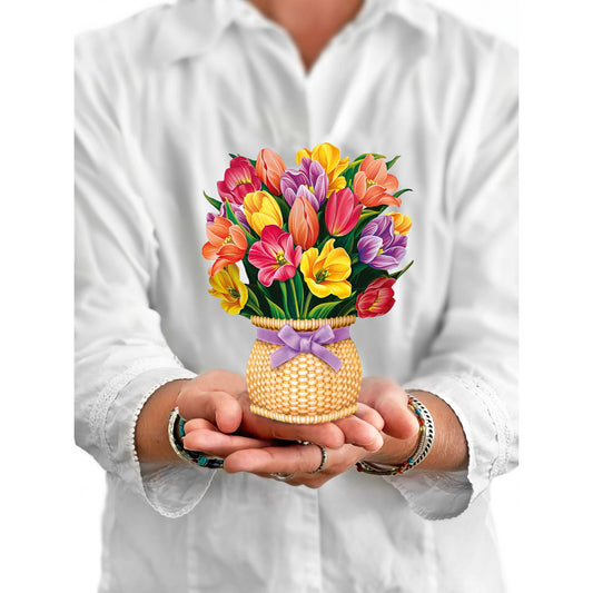 Festive Tulips Mini Pop Up Greeting Card