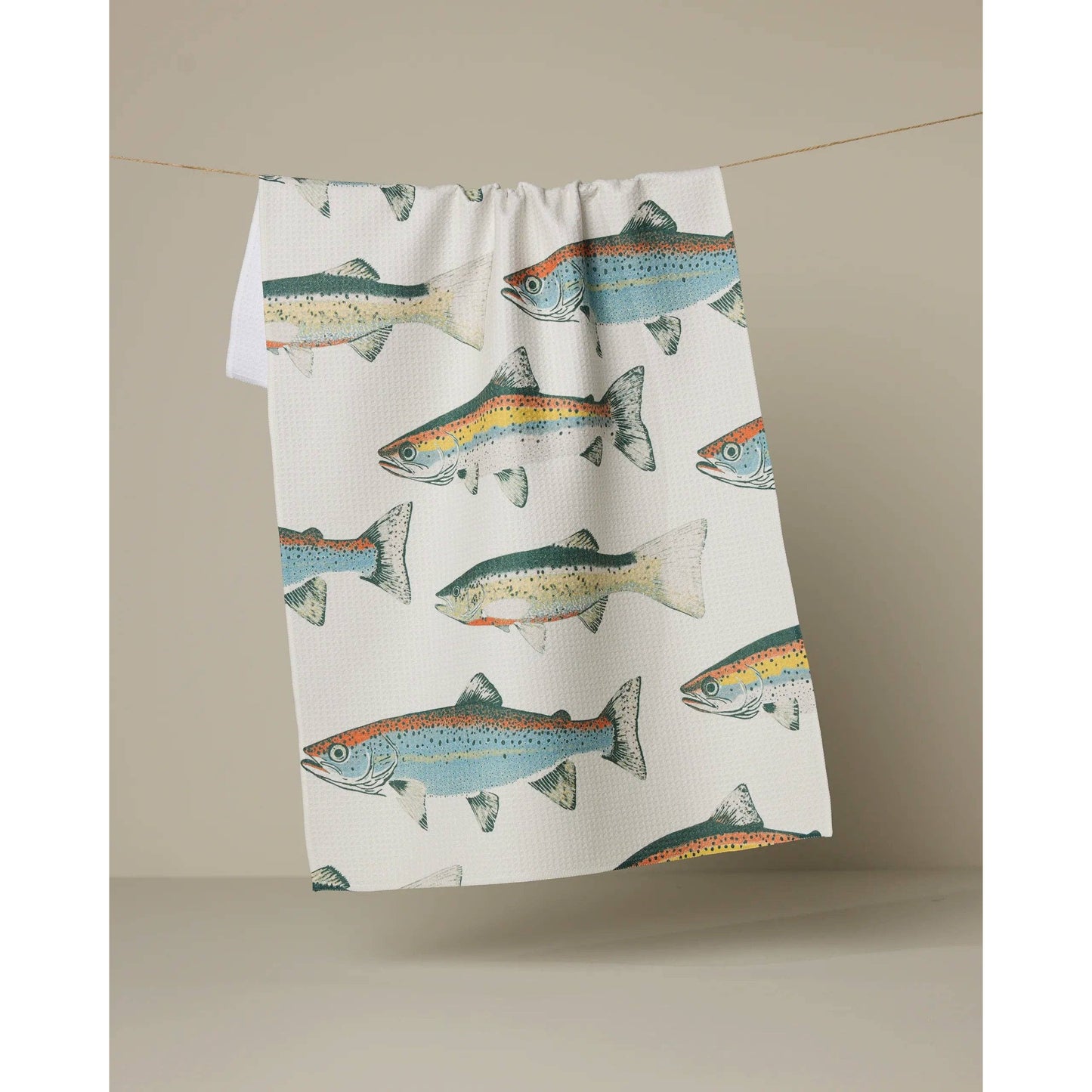 Hooked on Fishing Geometry Tea Towel