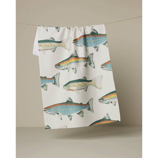 Hooked on Fishing Geometry Tea Towel