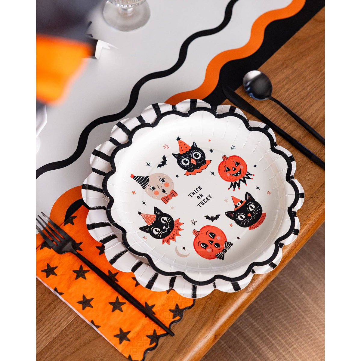 Vintage Halloween Characters Paper Plate