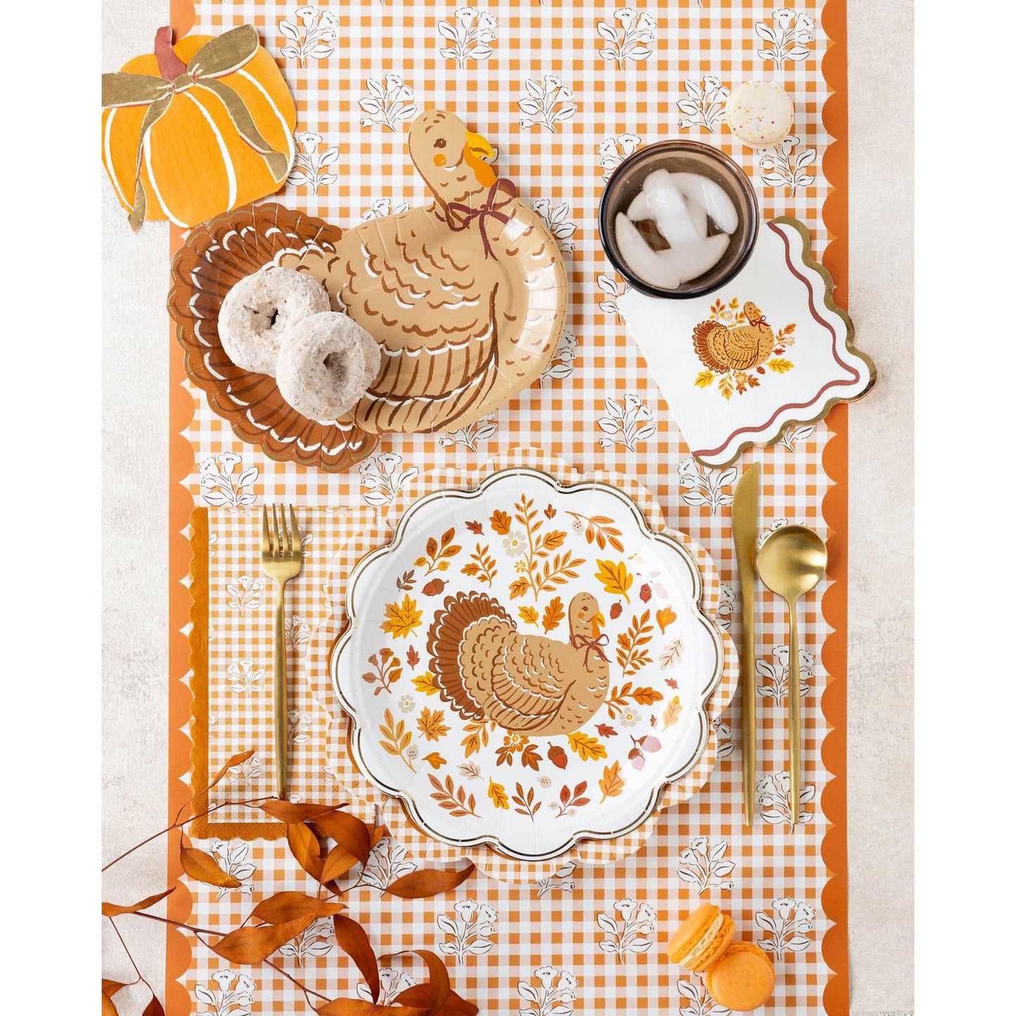 Rust Gingham Block Print Dinner Paper Napkins