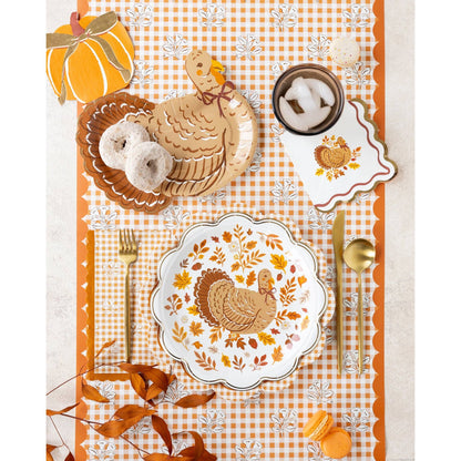Rust Gingham Block Print Dinner Paper Napkins
