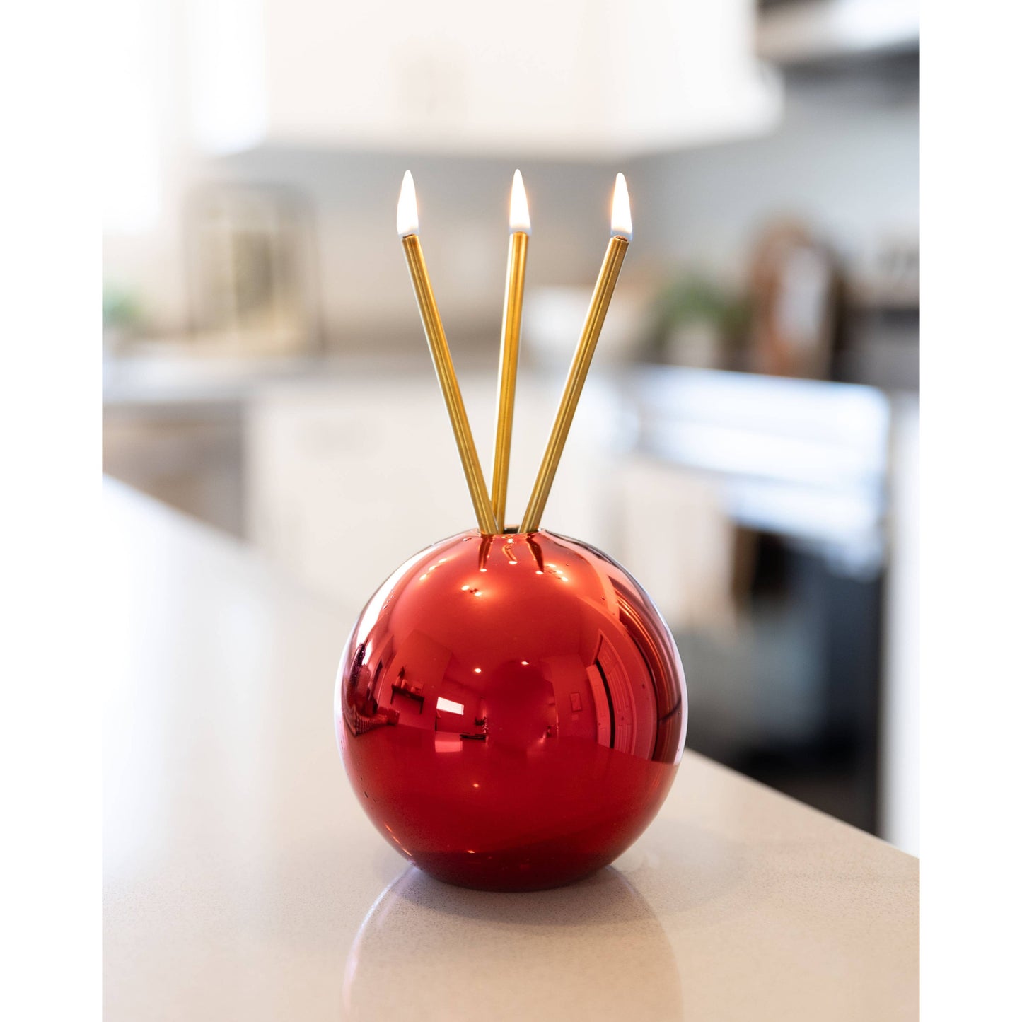 Neva Vase, Red Metallic Candle Holder