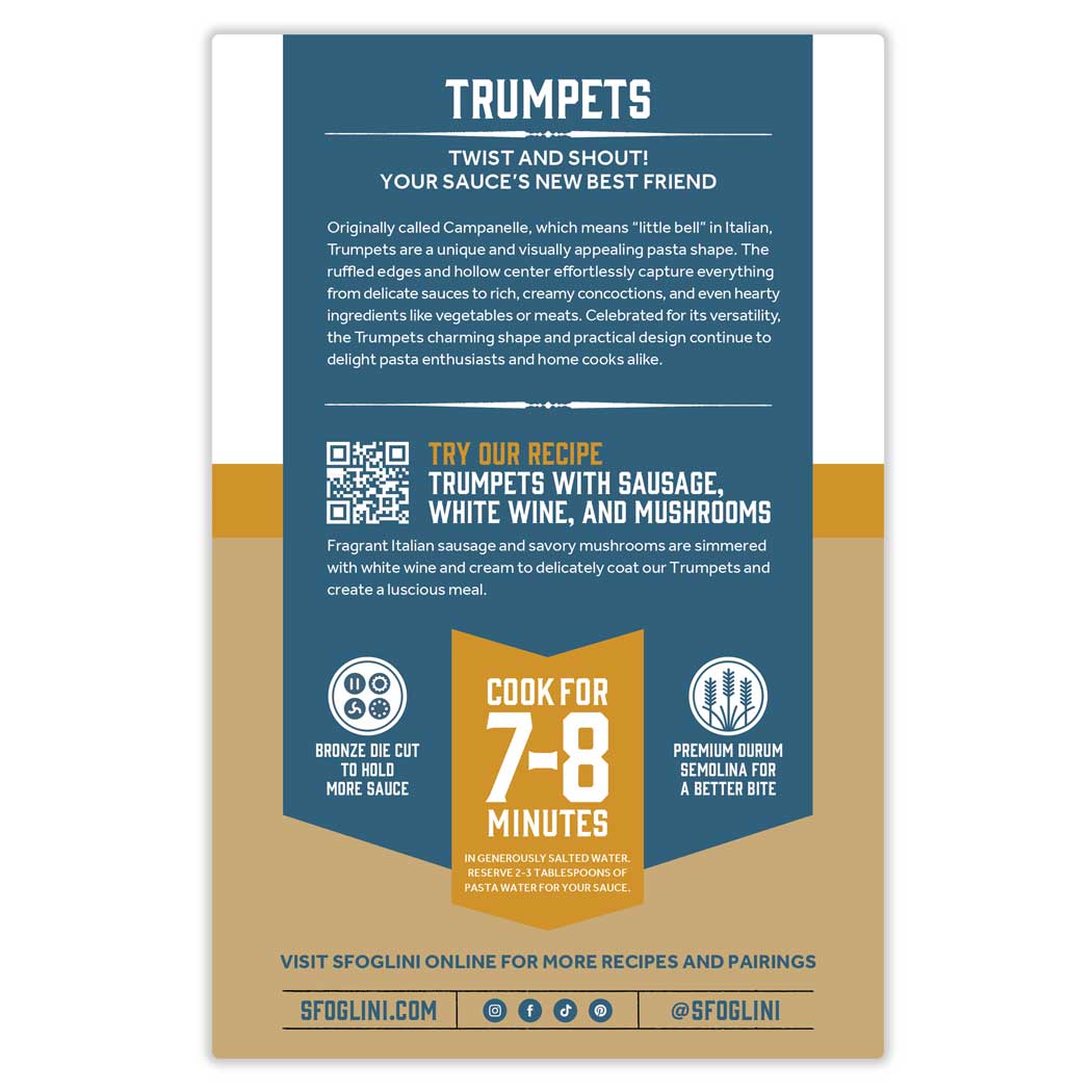 Trumpets, Organic Durum Semolina Pasta