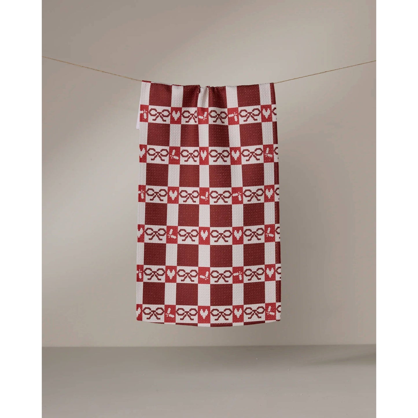 Mistletoe Gingham Geometry Bar Towel