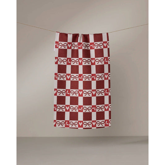 Mistletoe Gingham Geometry Bar Towel