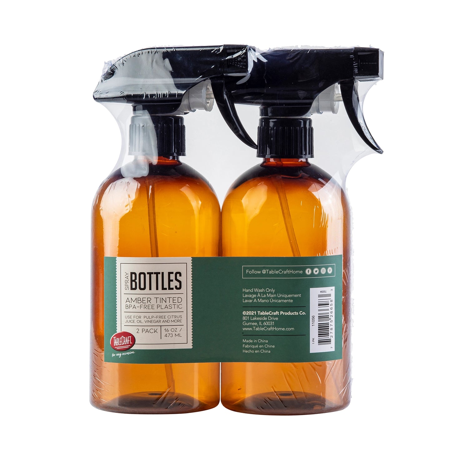 Amber Tinted Spray Bottles, Set of 2