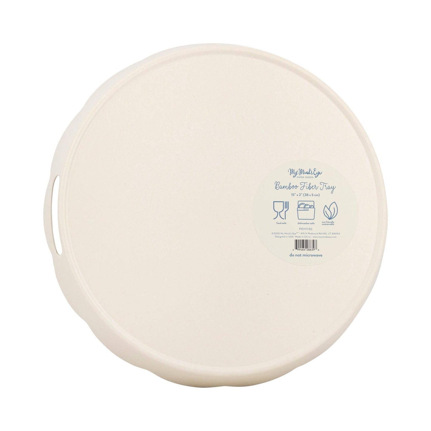 Round Scalloped Floral Bamboo Tray