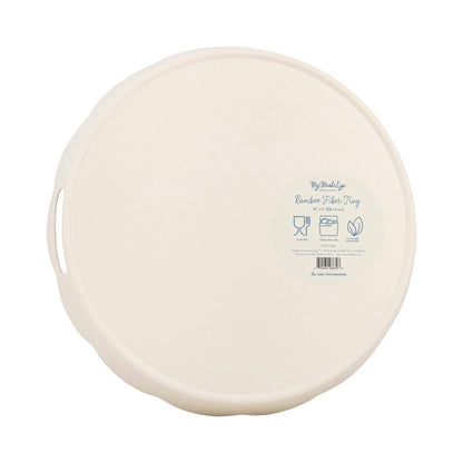 Round Scalloped Floral Bamboo Tray
