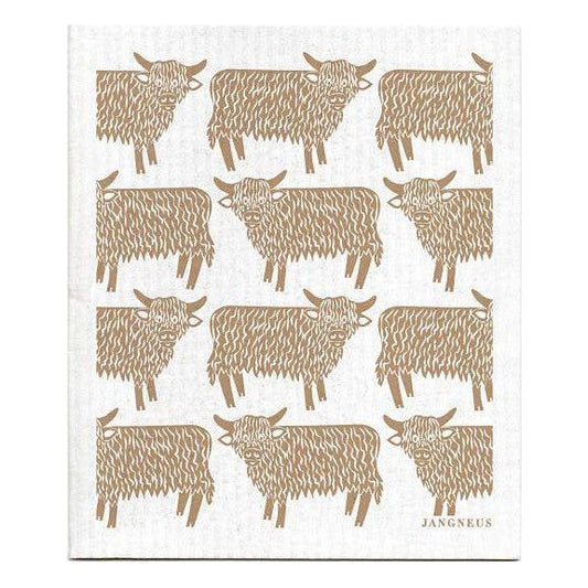 Swedish Dishcloth - Highland Cow - Sand