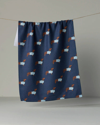 Coastal Dachshund Tea Towel