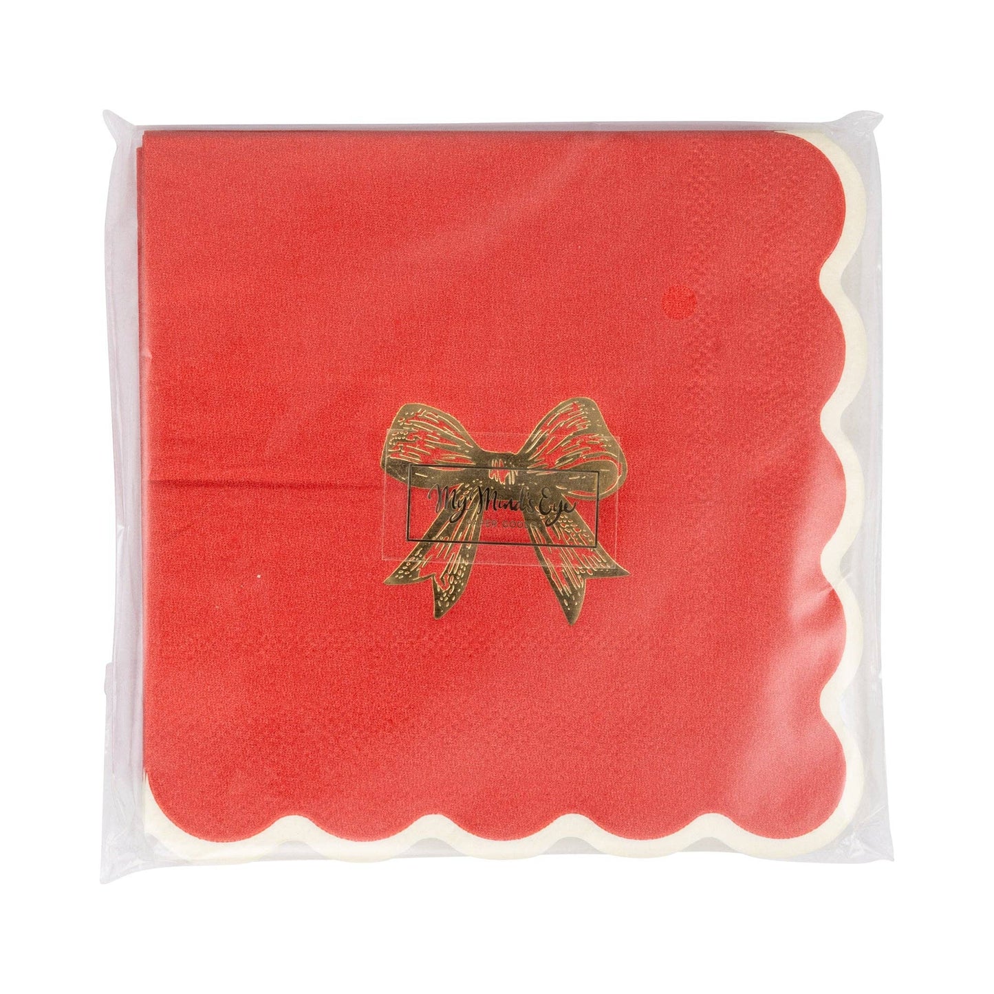 Red/Gold Bow Cocktail Napkin