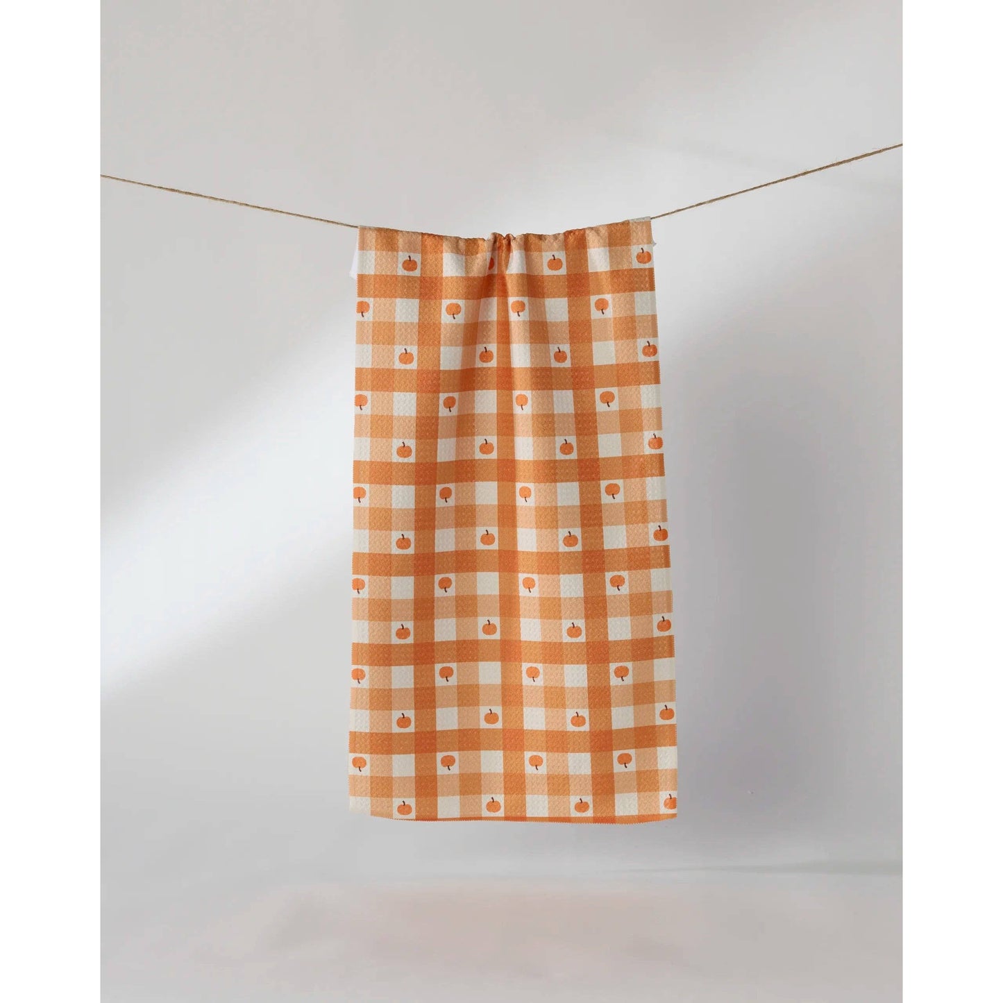 Pumpkin Check Geometry Bar Towel